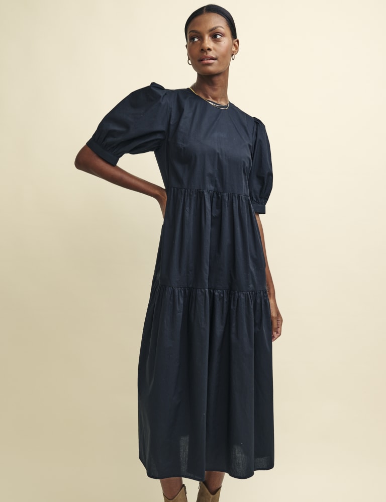 Organic Cotton Midi Tiered Dress 2 of 5