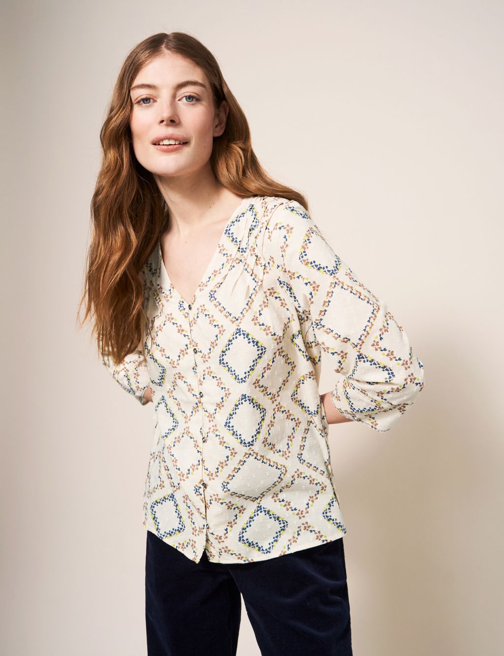 Organic Cotton Printed Embroidered Blouse | White Stuff | M&S