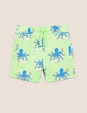 Organic Cotton Printed Octopus Shorts (2-7 Yrs) Image 2 of 5