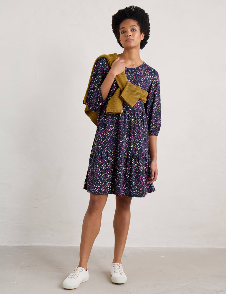 Organic Cotton Printed Tiered Dress