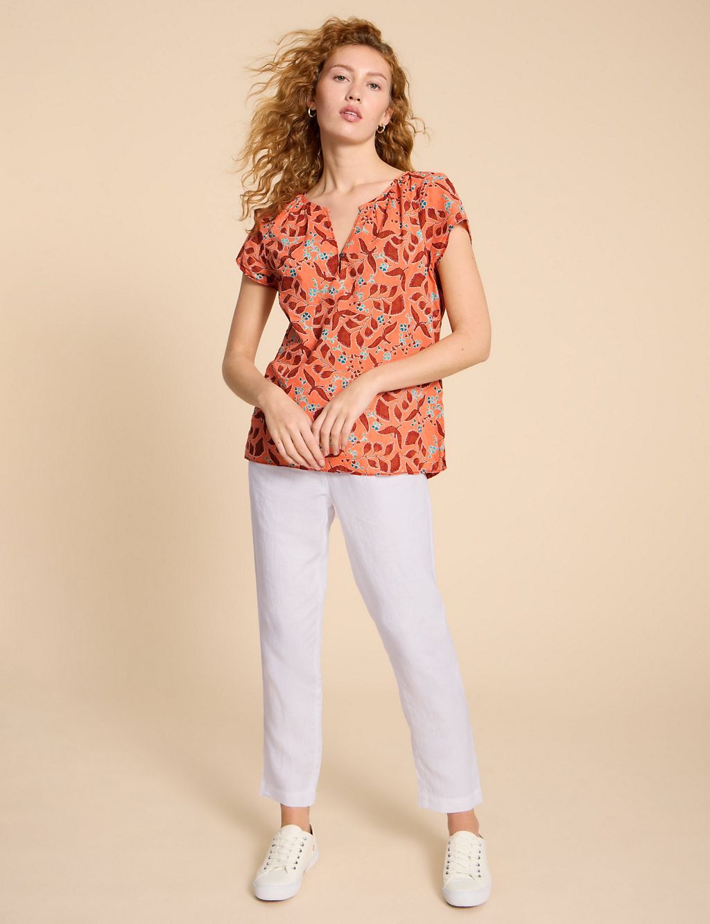 Organic Cotton Printed V-Neck Top 3 of 6