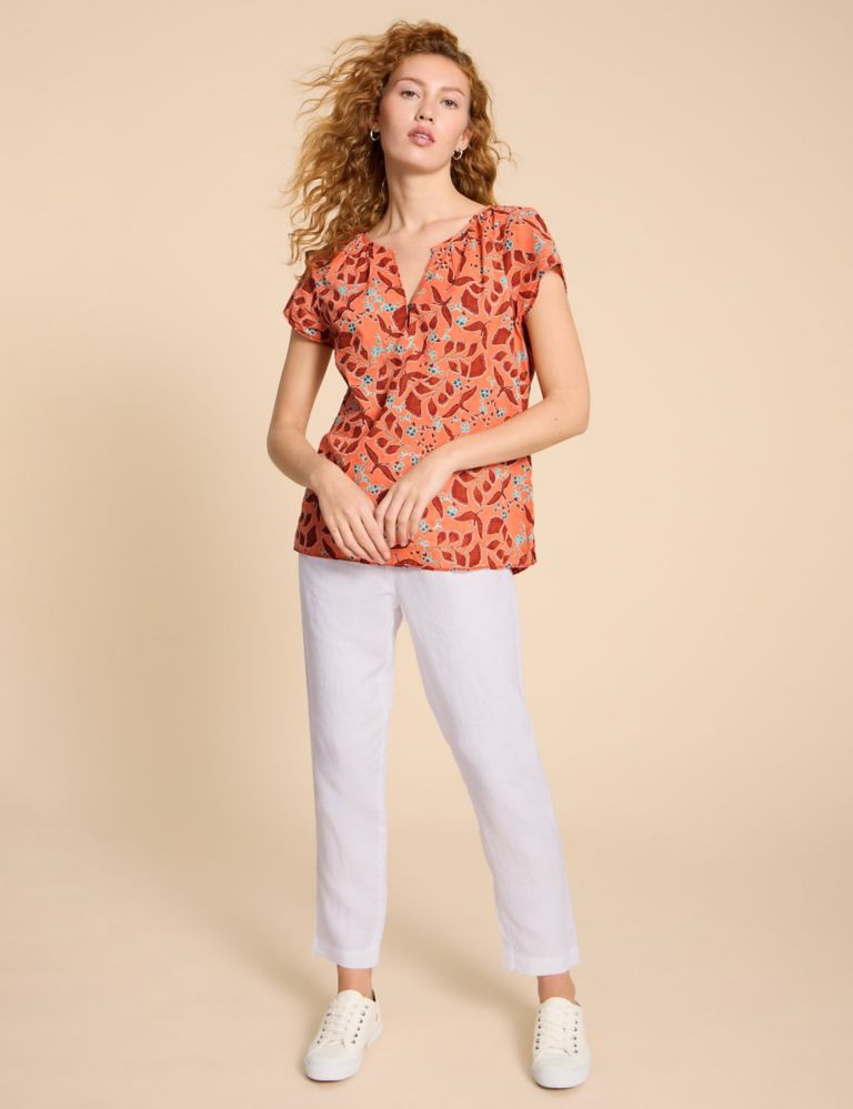 Organic Cotton Printed V-Neck Top 1 of 6