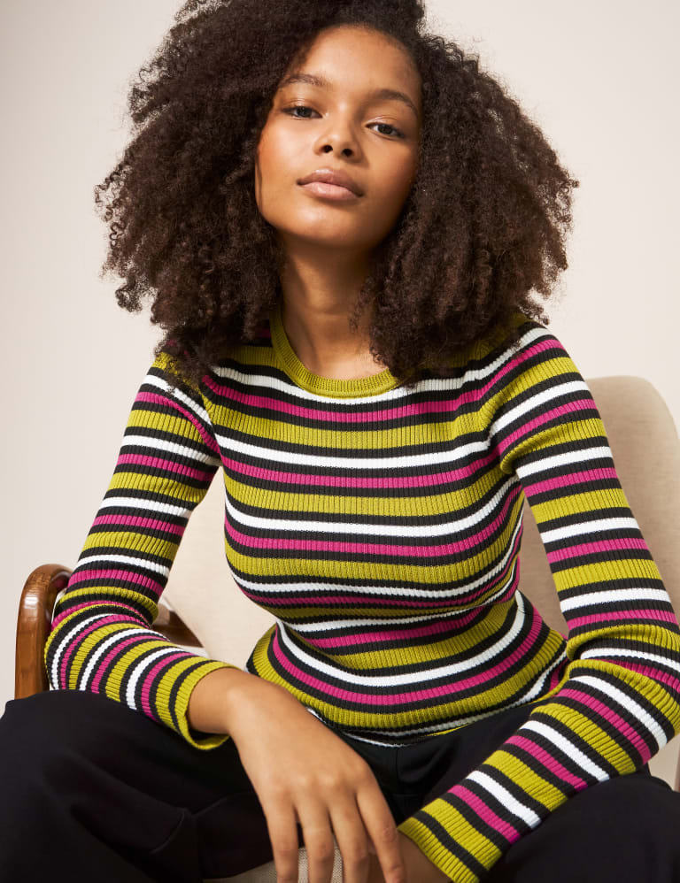 Ribbed top striped sweater