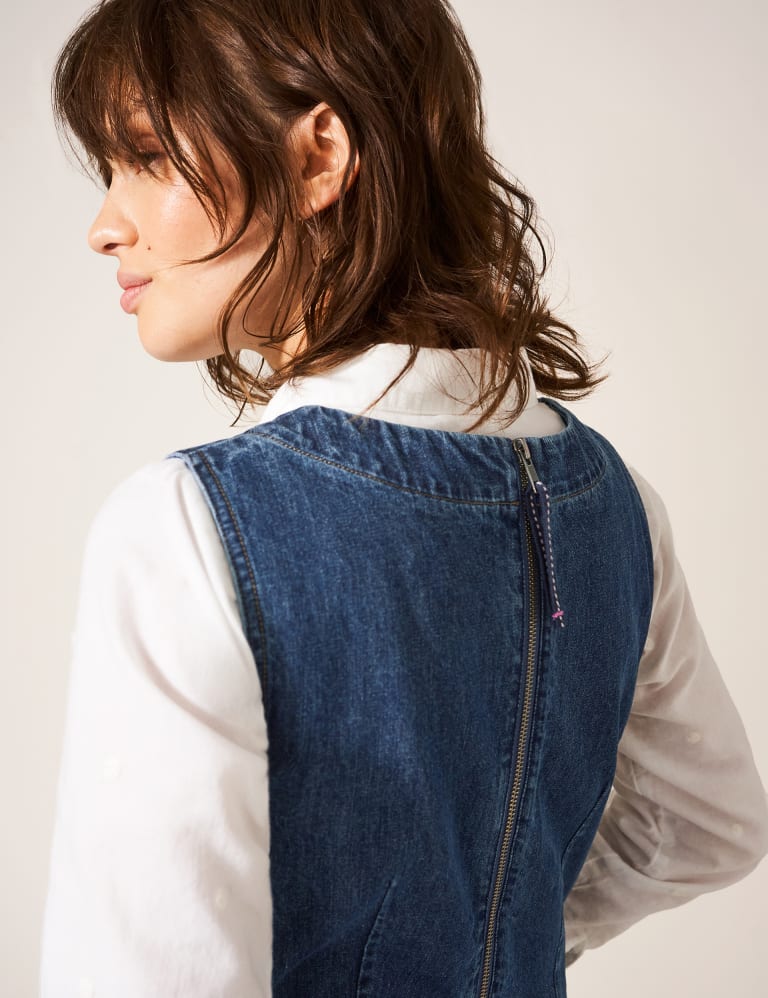 V neck denim pinafore dress discount