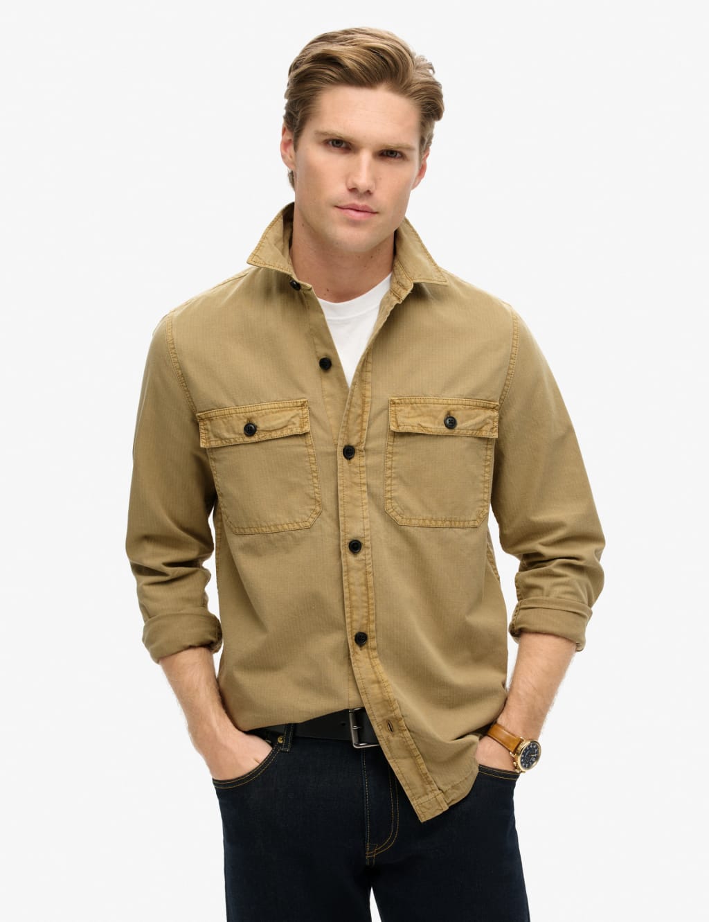 Khaki shacket online mens