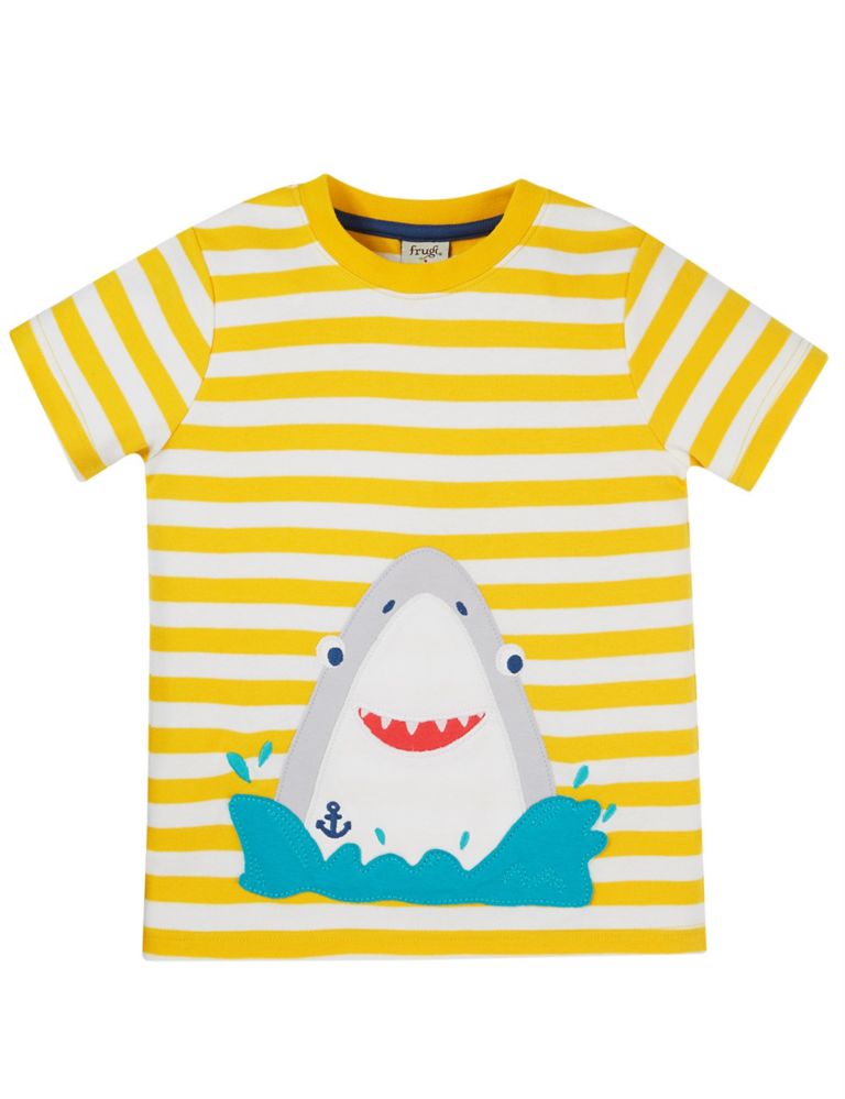 Organic Cotton Shark Striped T-Shirt (2-10 Yrs) 1 of 3