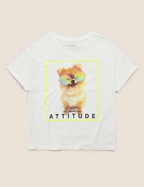 Organic Cotton Slogan Dog Print T-shirt (6-14 Yrs) Image 2 of 4