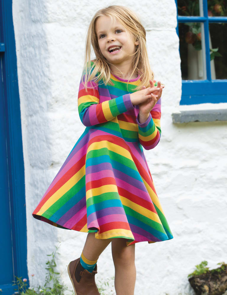 Oasis rainbow stripe dress sale