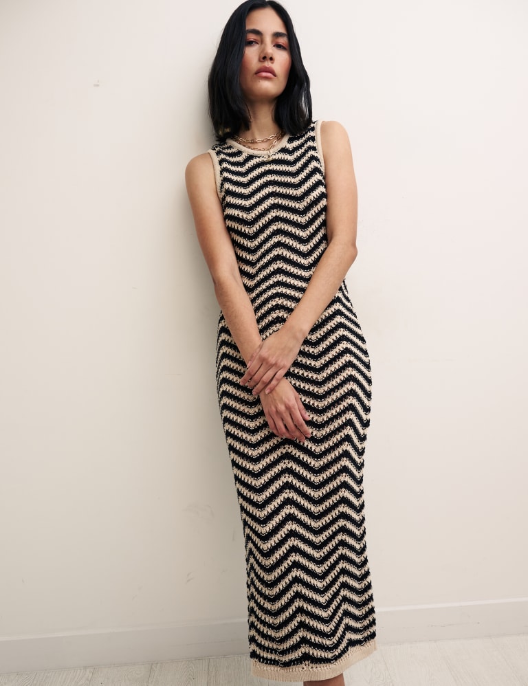 Cotton knit midi dress 2025
