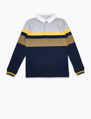 Organic Cotton Striped Rugby Top (6-16 Yrs) Image 2 of 4