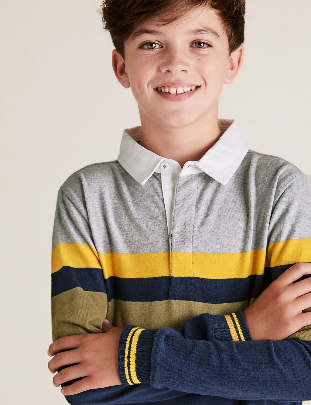Organic Cotton Striped Rugby Top (6-16 Yrs) 2 of 4