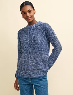 Cotton Rich Ribbed Crew Neck Jumper