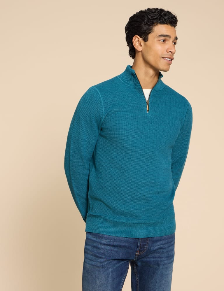 Organic Cotton Textured Half Zip Jumper 1 of 6