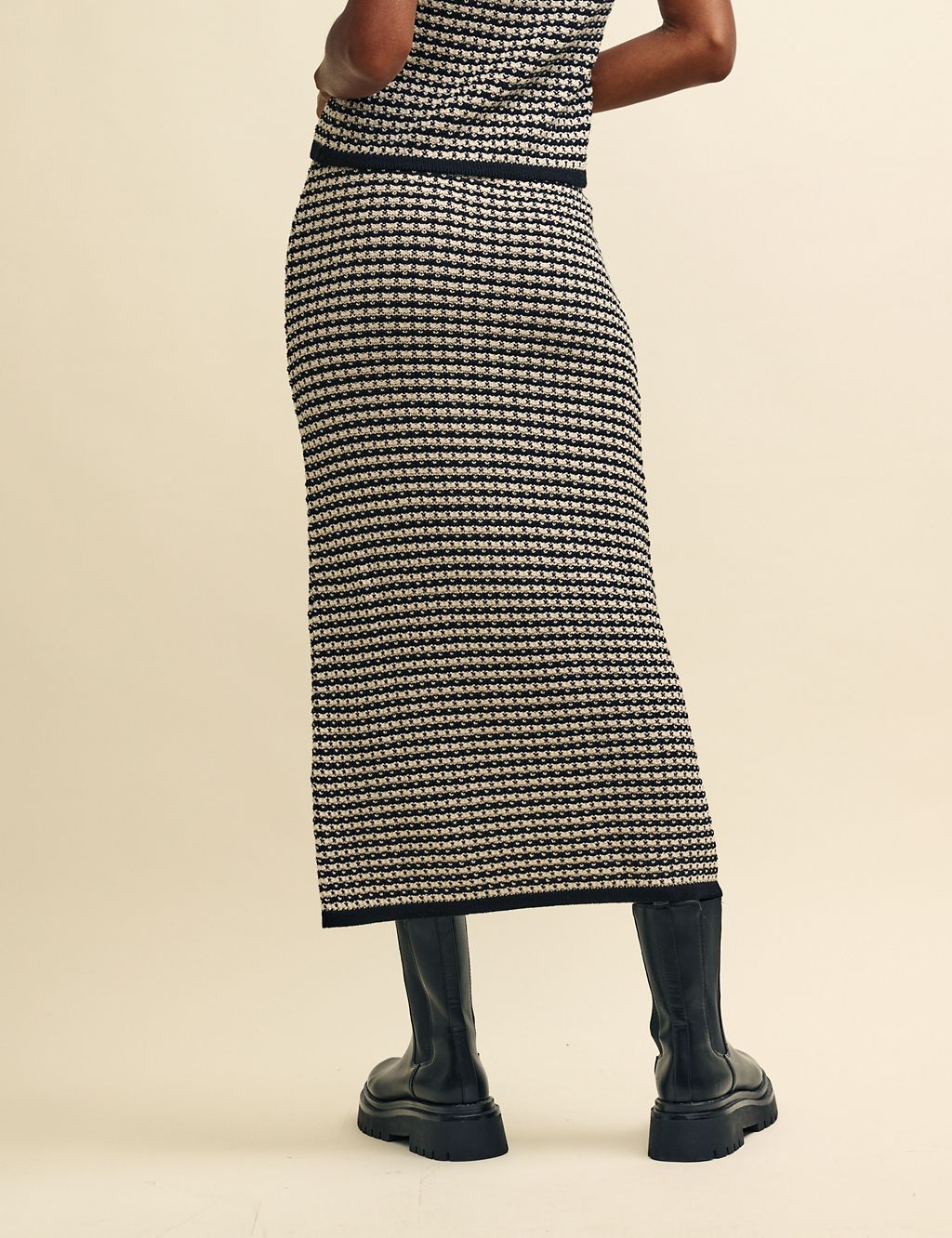 Organic Cotton Textured Midi Column Skirt 2 of 6