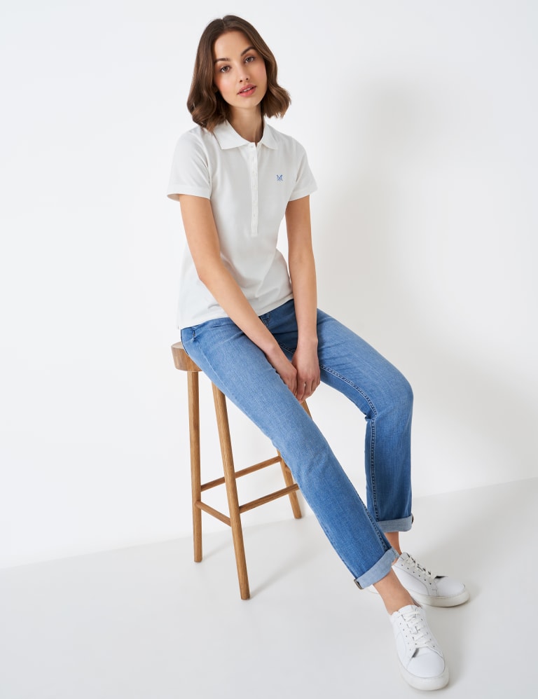 Organic Cotton Textured Polo Top Crew Clothing M S