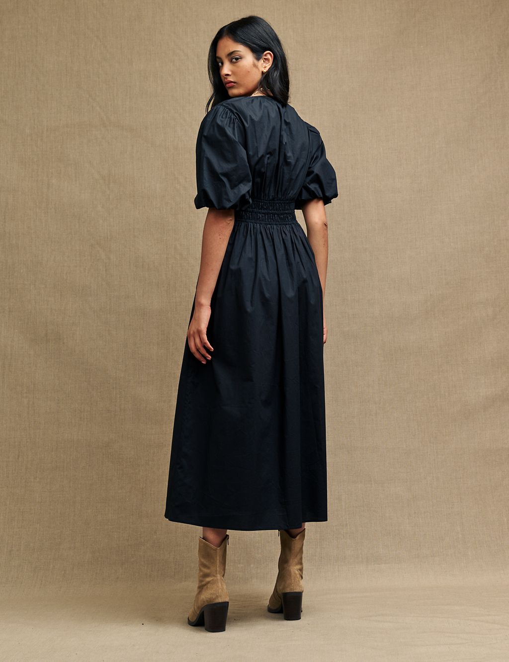 Organic Cotton V-Neck Midi Waisted Dress | Nobody's Child | M&S