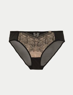 M&S Embroidered High Leg Knickers