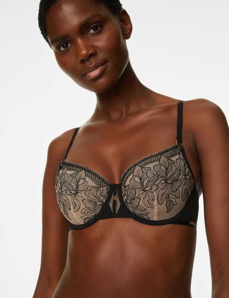 NEW M&S AUTOGRAPH SWISS DESIGNED FLORAL EMBROIDERY BALCONY BRA