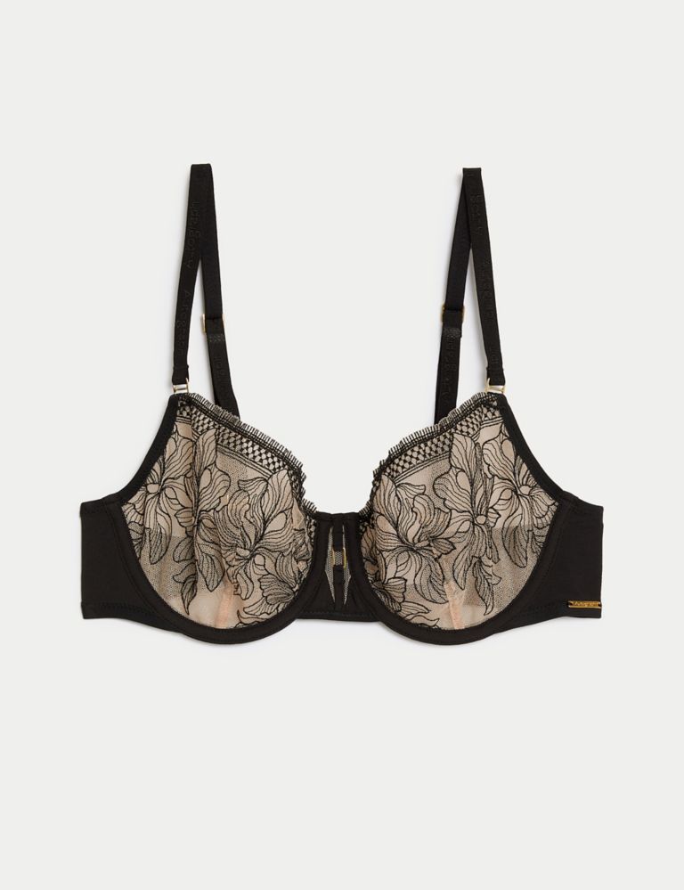 Fancy Olive Green Push-Up Bra With Black Embroidered Lace – Lauma Lingerie