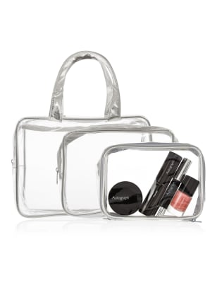 Outstanding Value 3 Piece Clear Cosmetic Bag Set  M&S Collection  M&S