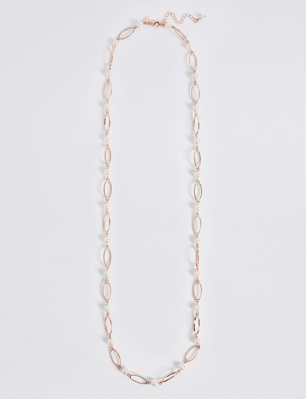 Oval Link Pearl Long Necklace 1 of 2