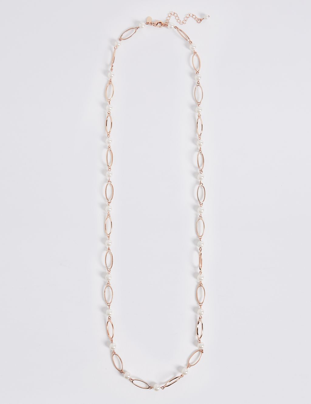 Oval Link Pearl Long Necklace 2 of 2