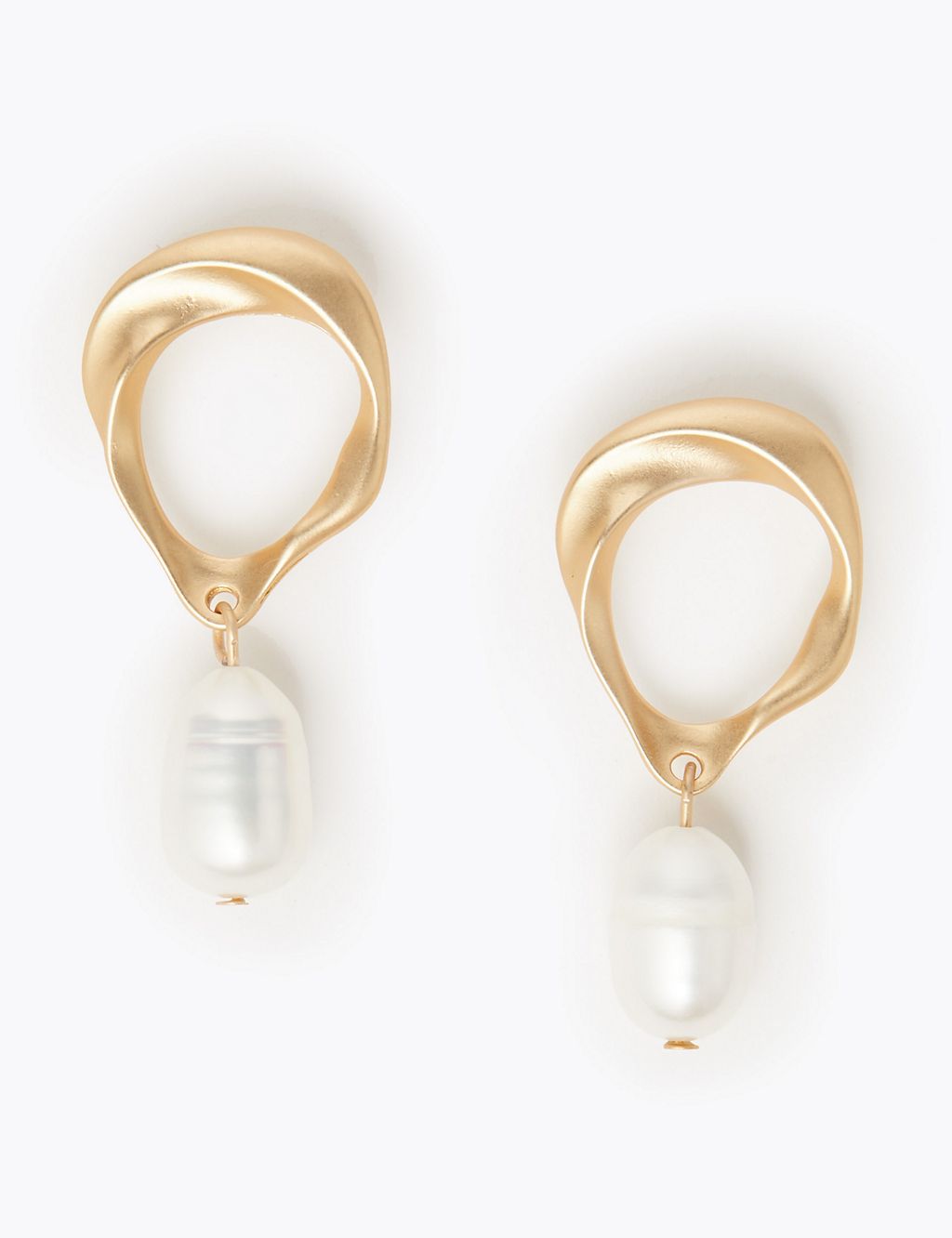 Oval Twist Pearl Drop Earrings 1 of 1