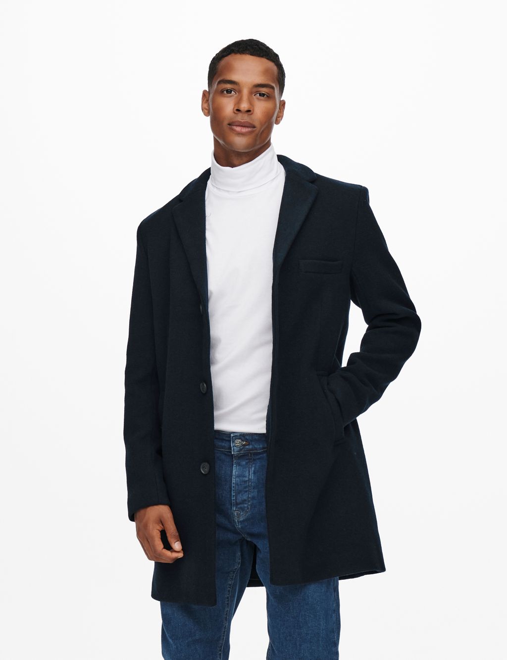 Overcoat with Wool | ONLY & SONS | M&S