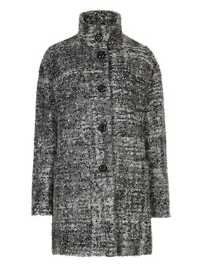 Oversized  Bouclé Cocoon Coat with Wool Image 2 of 5