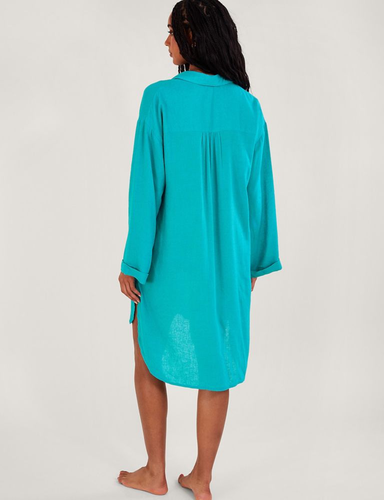 Oversized Beach Cover Up Shirt with Linen 4 of 5