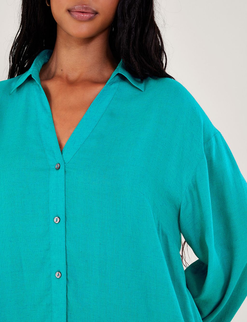 Oversized Beach Cover Up Shirt with Linen 5 of 5