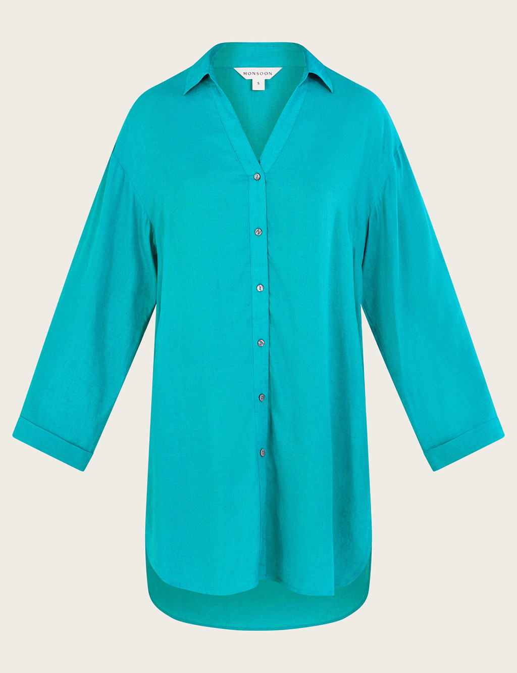 Oversized Beach Cover Up Shirt with Linen Monsoon M&S