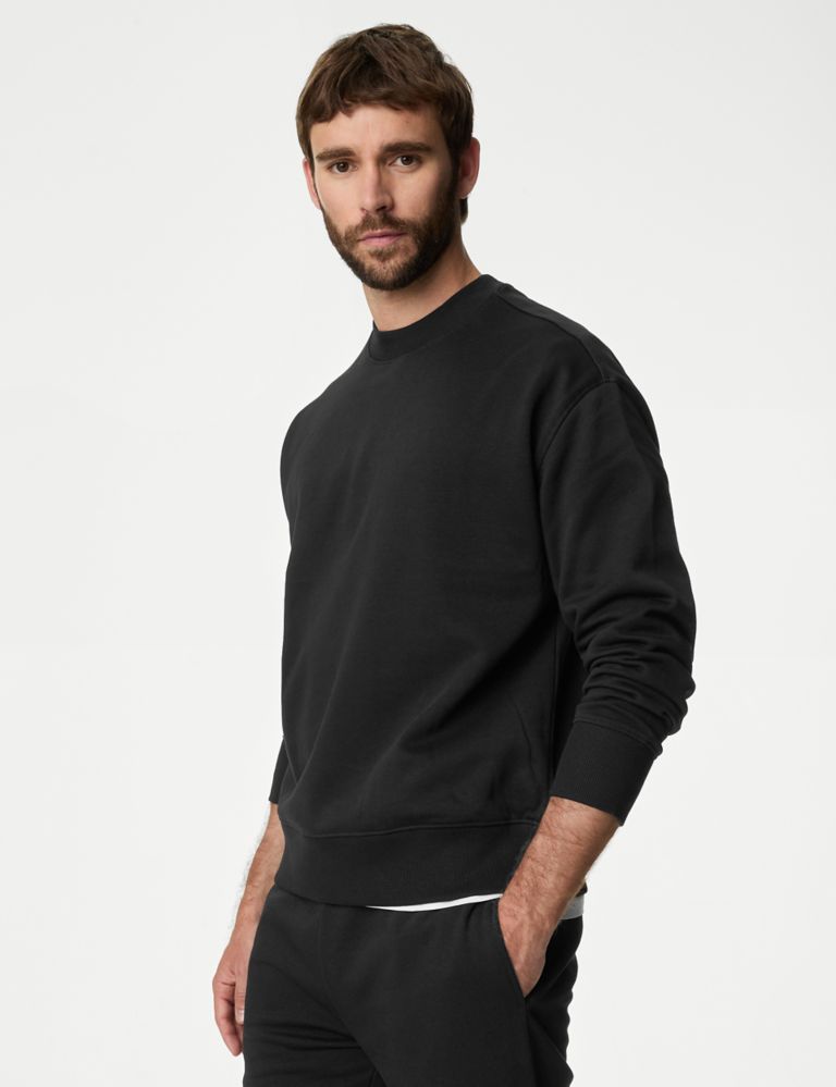 Oversized Cotton Rich Crew Neck Sweatshirt | M&S Collection | M&S