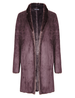 Oversized Faux Fur Collared Neck Coat Image 2 of 4