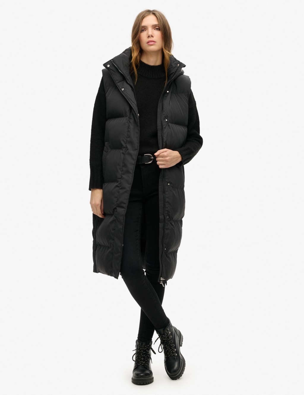 Oversized Hooded Longline Puffer Gilet Superdry M S