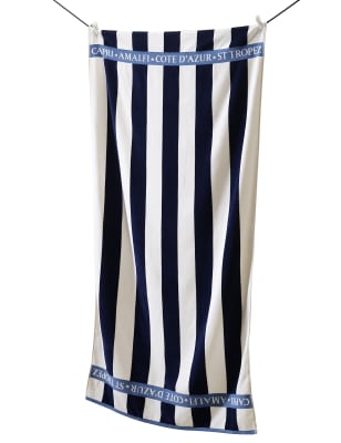 Oversized Preppy Striped Beach Towel Image 1 of 2
