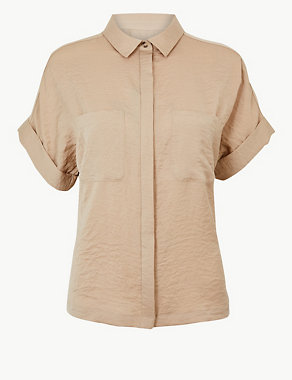 Oversized Satin Button Detailed Shirt Image 2 of 4