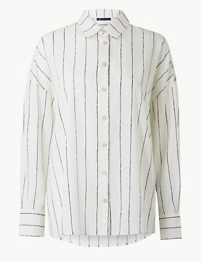 Oversized Striped Button Detailed Shirt Image 2 of 4