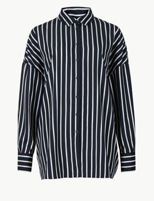 Oversized Striped Long Sleeve Shirt Image 2 of 5