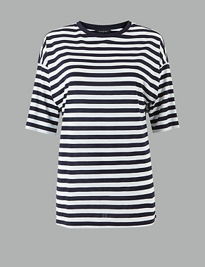 Oversized Striped Short Sleeve T-Shirt Image 2 of 4
