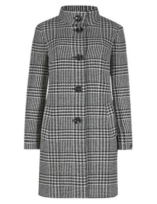 Oversized Wool Blend Houndstooth Checked Coat | M&S Collection | M&S