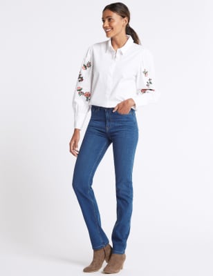 marks and spencer mid rise straight leg jeans