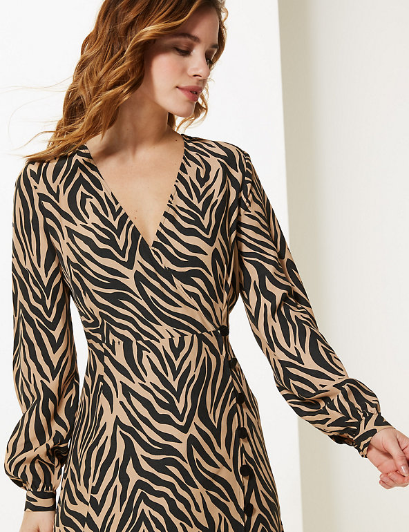 PETITE Animal Print Wrap Midi Dress | M ...