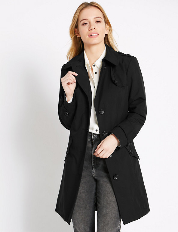 Petite Belted Trench Coat With, Lined Trench Coat Womens Petite