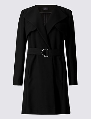 PETITE Belted Wrap Coat Image 2 of 4