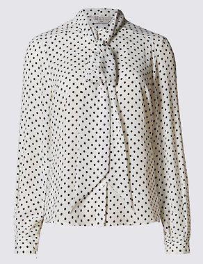 PETITE Bow Spotted Blouse Image 2 of 3