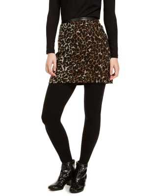 Leopard print clearance wool mini skirt