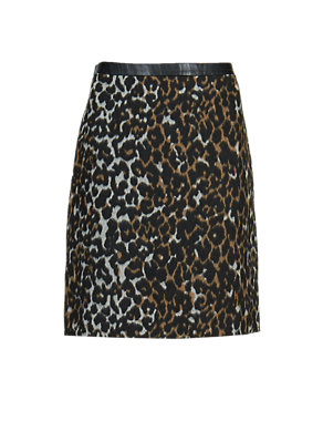 PETITE Brushed Animal Print A-Line Mini Skirt with New Wool Image 2 of 3