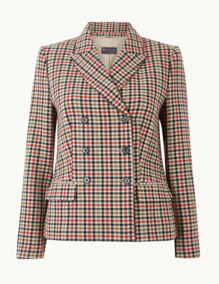 Women's Petite Longline Check Blazer