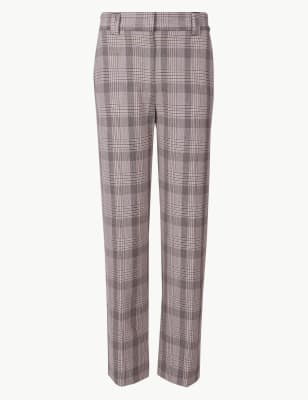 petite checked trousers